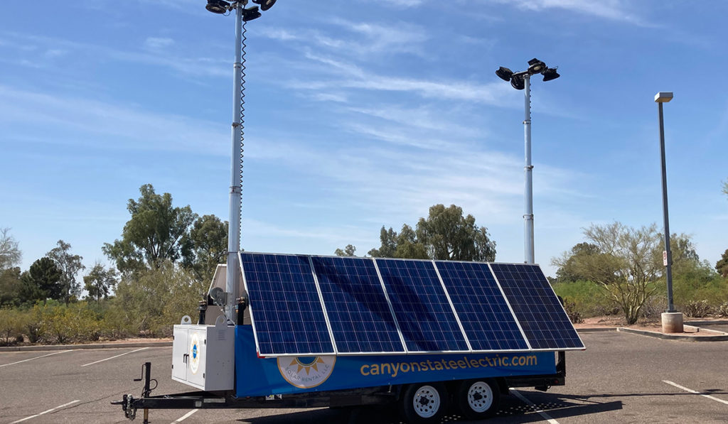 A CopperState Electric Solar Generator in a parking lot