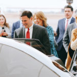 Governor Doug Ducey and Sonora Governor Claudia Pavlovic join Lucid Motors CEO Peter Rawlinson in December 2019 at a groundbreaking for the company’s factory in Casa Grande